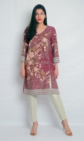 STRAIGHT EMBROIDERED SHIRT BOAT NECK STRAIGHT SLEEVES STRAIGHT HEIM WITH ZARI LACE