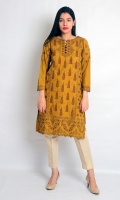 STRAIGHT EMBROIDERED SHIRT WITH CUT WORK NECK LINE SLEEVES AND HEIM WITH BUTTONS EMBELLISHMENT ON SLEEVES