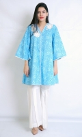 EMBROIDERED SHIRT V- NECK FROCK CUT FULL LENGTH BELL SLEEVES PRINTED BACK 