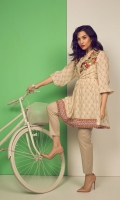 PRINTED SHIRT EMBROIDERED CHINESE NECK FROCK CUT FULL LENGTH GATHER SLEEVES PRINTED BACK 