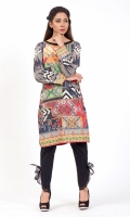 PRINTED SHIRT  EMBROIDERED BOAT NECK WITH HAND WORK EMBELLISHMENT STRAIGHT HEM FULL LENGTH STRAIGHT SLEEVES PRINTED BACK 