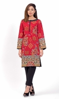 PRINTED SHIRT EMBROIDERED BOAT NECK WITH SLIT STRAIGHT HEM FULL LENGTH STRAIGHT SLEEVES PRINTED BACK HAND EMBELLISHED NECK WITH BEADS. 