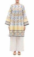 EMBROIDERED FROCK  ROUND NECK  FULL LENGTH STRAIGHT SLEEVES  PRINTED BACK