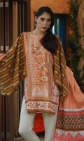 Dupatta : Printed	1 Piece Shirt Front :	Printed	1.25 meters Shirt Back :	Printed	1.25 meters Sleeves :	Printed	1 Pair Trouser: Dyed	2.5 Meters Panel :	Embroidered	1 Piece	 Border :	Printed	1 Piece Dupatta Border :Printed	2 Pieces