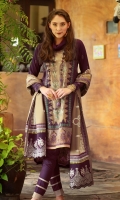 Dupatta : Printed	1 Piece Shirt Front :	Printed	1.25 meters Shirt Back :	Printed	1.25 meters Sleeves :	Printed	1 Pair Trouser: Dyed	2.5 Meters	 Panel :	Embroidered	1 Piece Border :	Printed	2 Pieces Dupatta Border :Embroidered	2 Pieces
