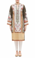 PRINTED KURTA  ROUND NECK FULL LENGTH SLEEVES STRAIGHT HEM PRINTED BACK  PEARLS WITH TESSEL