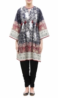 PRINTED KURTA  ROUND NECK  FULL LENGTH STRAIGHT SLEEVES  STRAIGHT HEM  PRINTED BACK  LACE AND TASSELS