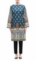 PRINTED KURTA  ROUND NECK  FULL LENGTH STRAIGHT SLEEVES  STRAIGHT HEM  PRINTED BACK  PEARLS