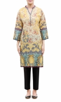 PRINTED KURTA  BAND COLLAR NECK  FULL LENGTH STRAIGHT SLEEVES  STRAIGHT HEM  PRINTED BACK