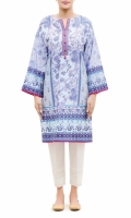 PRINTED KURTA  ROUND NECK  FULL LENGTH STRAIGHT SLEEVES  STRAIGHT HEM  PRINTED BACK  TASSELS AND PEARLS