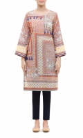 PRINTED KURTA  ROUND NECK  FULL LENGTH STRAIGHT SLEEVES  STRAIGHT HEM  PRINTED BACK  TASSELS AND PEARLS