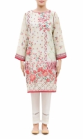 PRINTED KURTA  ROUND NECK  FULL LENGTH STRAIGHT SLEEVES  STRAIGHT HEM  PRINTED BACK  PEARLS AND LACE