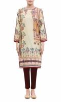 PRINTED KURTA  ROUND NECK  FULL LENGTH CUT SLEEVES  STRAIGHT HEM  PRINTED BACK  PEARLS