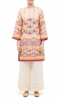 PRINTED KURTA  EMBALISHED ROUND NECK  FULL LENGTH STRAIGHT SLEEVES STRAIGHT HEM  PRINTED BACK 