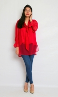 CHIFFON STYLIZED SHORT SHIRT AND NECK WITH LINING FULL LENGTH STYLIZED SLEEVES ROUND HEIM