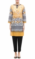 PRINTED KURTA ROUND NECK EMBALISHED WITH BLACK BEADS FULL LENGTH STRAIGHT SLEEVES STRAIGHT HEM PRINTED BACK PRINTED KURTA ROUND NECK EMBALISHED WITH BLACK BEADS FULL LENGTH STRAIGHT SLEEVES STRAIGHT HEM PRINTED BACK