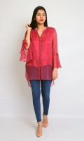 CHIFFON STYLIZED SHORT SHIRT AND NECK WITH LINING FULL LENGTH STYLIZED SLEEVES ROUND HEIM