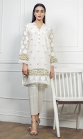 Embroidered kameez Chinese neck embellished with pearls Straight sleeves Straight hem