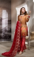 SHIRT: Embroidered Chiffon With Accessories DUPATA: 2.5 Mtr Chiffon Embroidered TROUSER: 2.25 Mtr Raw Silk