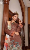 Neck Front     | Digital Printed Lawn with Embroidered Neck (1.25M)  Back                | Luxury Digital Printed Lawn Back  (1.25M) Sleeves           | Luxury Embroidered Lawn Sleeves  (1M)  Dupatta          |  Luxury Jacquard Chiffon Dupatta (2.5M) Trouser           | Cambric Cotton Trouser (2.5M)