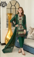 Shirt  Jacquard Lawn with full Embroidered Front Embroidered Chiffon Dupatta  Trouser Dyed Cotton