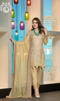 Shirt  Jacquard Lawn with full Embroidered Front Embroidered Chiffon Dupatta  Trouser Dyed Cotton