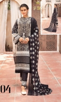 - Printed & Embroidered Lawn Chikankari Shirt - Lawn Dupatta - Plain Trouser