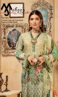 Chikenkari Embroidered Lawn Shirt Sequence Crinkle Chiffon Dupatta Plain Trouser