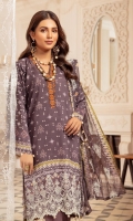 - Chunri Embroidered Viscous Shirt - Chiffon Dupatta - Plain Trouser 