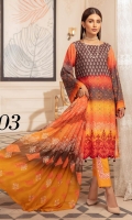 - Chunri Embroidered Viscous Shirt - Chiffon Dupatta - Plain Trouser 