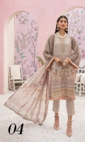 - Printed Sequence Chikankari Karandi Shirt - Crinkle Dupatta - Plain Trouser