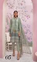 - Printed Sequence Chikankari Karandi Shirt - Crinkle Dupatta - Plain Trouser