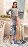 Sequence Chikankari Printed Lawn Crinkle Dupatta Plain Trouser
