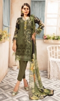 Sequence Chikankari Printed Lawn Crinkle Dupatta Plain Trouser