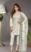 Embroidered Karandi Shirt Bimber Chiffon Embroidered Dupatta Dyed Trouser