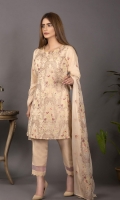 Embroidered Karandi Shirt Bimber Chiffon Embroidered Dupatta Dyed Trouser