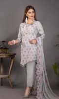 Embroidered Karandi Shirt Bimber Chiffon Embroidered Dupatta Dyed Trouser