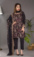 Embroidered Karandi Shirt Bimber Chiffon Embroidered Dupatta Dyed Trouser