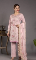 Embroidered Karandi Shirt Bimber Chiffon Embroidered Dupatta Dyed Trouser