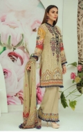 Embroidered Karandi Shirt Printed Chiffon Dupatta Dyed Trouser