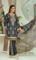 Embroidered Karandi Shirt Printed Chiffon Dupatta Dyed Trouser