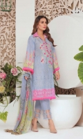 Embroidered Karandi Shirt Printed Chiffon Dupatta Dyed Trouser