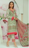 Embroidered Karandi Shirt Printed Chiffon Dupatta Dyed Trouser