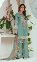 Embroidered Karandi Shirt Printed Chiffon Dupatta Dyed Trouser