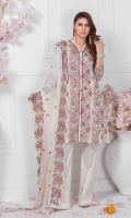 Embroidered Lawn Shirt  Printed Back  Bamber Chiffon Dupata  Simple Trouser