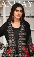 Embroidered Karandi Shirt Bimber Chiffon Embroidered Dupatta Dyed Trouser