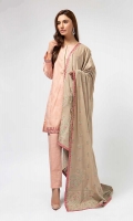 3 piece Shirt, trouser and shawl Printed linen shirt Cambric trouser Embroidered shawl