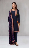 3 piece Shirt, trouser and shawl Linen shirt with embroidered neckline and borders Cambric trouser Embroidered shawl