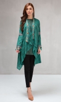 2 piece Cape and undershirt Printed khadar cape with embroidered borders Linen undershirt