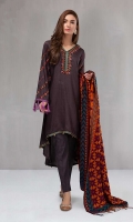 3 piece Shirt, trouser and shawl Dobby linen a line shirt Embroidered neckline and sleeves Cambric trouser  Woven shawl